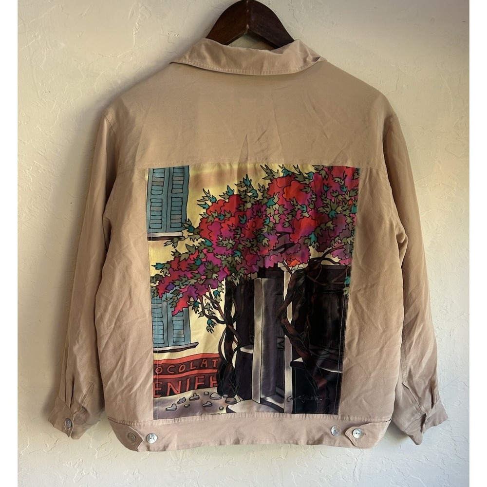 Vintage Carol Patterson Button Up‎ Silk Jacket S Art To Wear Lightweight Rare